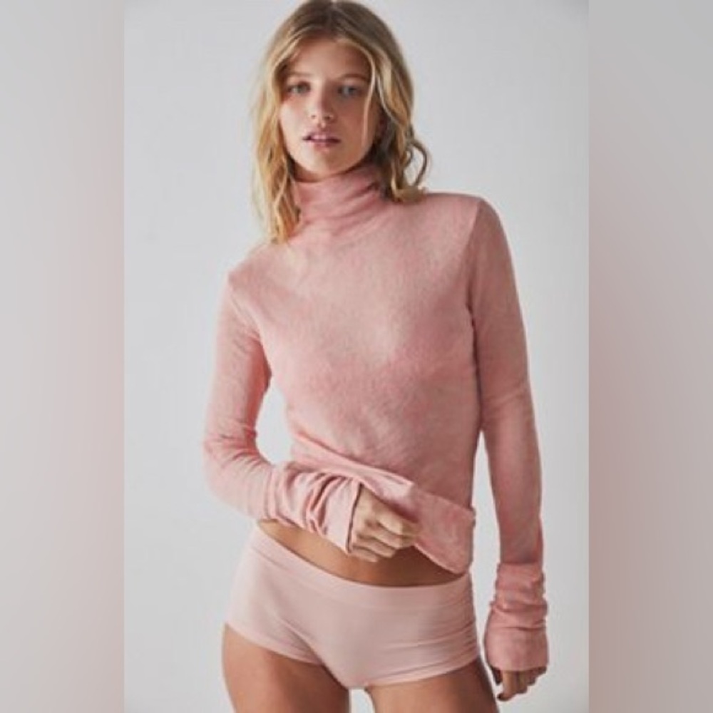 Free People Soft Pink Turtleneck Sweater
